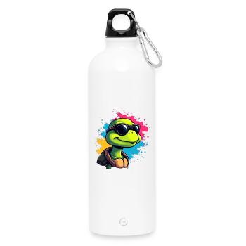 Lässige Turtle mit Sonnenbrille - Trinkflasche mit Karabiner 750 ml - Weiß - Vorne