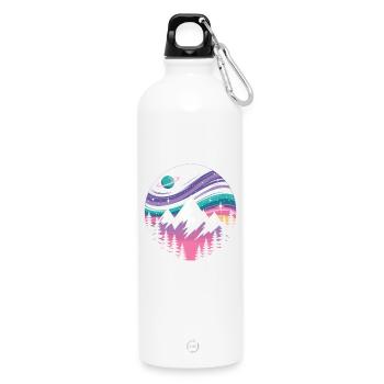 Galaktische Berglandschaft mit Polarlichtern - Trinkflasche mit Karabiner 750 ml - Weiß - Vorne