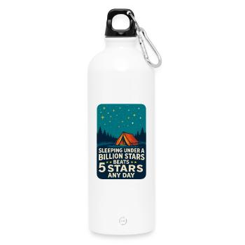 Schlafen Unter Milliarden Sternen Camping Camper - Trinkflasche mit Karabiner 750 ml - Weiß - Vorne
