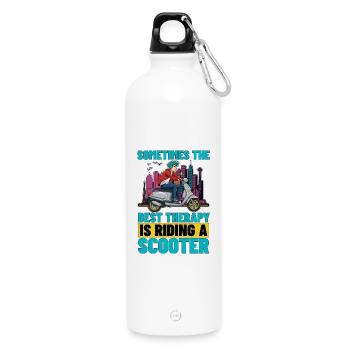 Trottinette Parfois, la meilleure thérapie est la trottinette - Gourde en inox avec mousqueton 750 ml - blanc - Devant