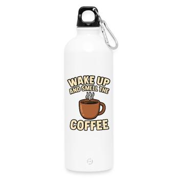 Morning Ritual Coffee Design - Water Bottle with carabiner 750 ml - white - Front