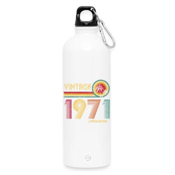 Vintage 1970s Limited Edition Design - Water Bottle with carabiner 750 ml - white - Front