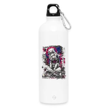 Cyberpunk Mädchen mit Graffiti-Design - Trinkflasche mit Karabiner 750 ml - Weiß - Vorne
