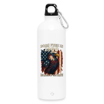 Né libre en 1980 - Millésime 45 ans de rouge, - Gourde en inox avec mousqueton 750 ml - blanc - Devant