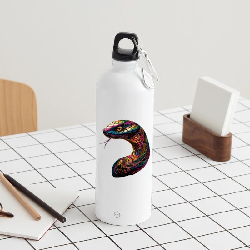serpent, python, cobra, serpent à sonnettes, serpents Gourde en inox avec mousqueton 750 ml