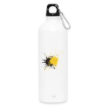 Imprimé abstrait d’éclaboussures d’or - Gourde en inox avec mousqueton 750 ml - blanc - Devant