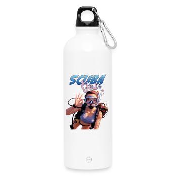 Scuba Girl Diver Design - Gourde en inox avec mousqueton 750 ml - blanc - Devant