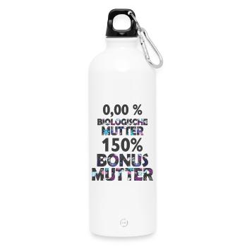 Mutter Mama Bonus Stiefmutter Muttertag Geschenk - Trinkflasche mit Karabiner 750 ml - Weiß - Vorne