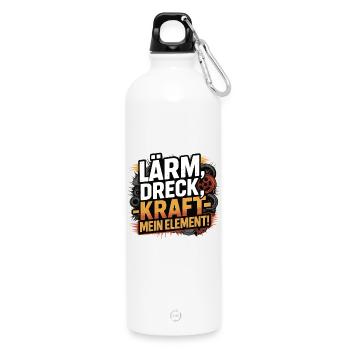 Lärm Dreck Kraft – Mein Element - Trinkflasche mit Karabiner 750 ml - Weiß - Vorne
