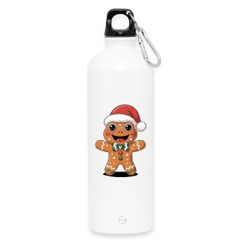 Cute Christmas Cartoon Animal - Water Bottle with carabiner 750 ml - white - Front