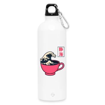 Die große Welle in der Teetasse - Trinkflasche mit Karabiner 750 ml - Weiß - Vorne