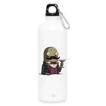 Mafia Pickle | Funny Mobster Vegetable - Trinkflasche mit Karabiner 750 ml - Weiß - Vorne