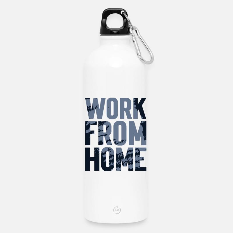 Work from Home Textured - Water Bottle with carabiner 750 ml - white