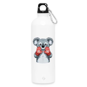 Winterkoala mit roten Handschuhen - Trinkflasche mit Karabiner 750 ml - Weiß - Vorne