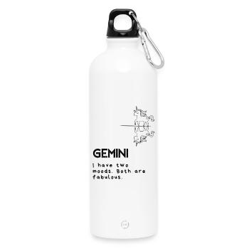 Lustiger Zwillinge-Cartoon – Doppelter Ärger - Trinkflasche mit Karabiner 750 ml - Weiß - Vorne