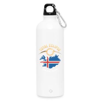 Total Solar Eclipse Iceland 2026 - Water Bottle with carabiner 750 ml - white - Front