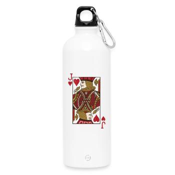 Jack Heart Double Head Card Rome Poker - Water Bottle with carabiner 750 ml - white - Front