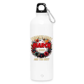CONGRATULATIONS MARCH - Water Bottle with carabiner 750 ml - white - Front