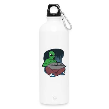 Alien Handpan Design – Cosmic Vibes & Sound - Trinkflasche mit Karabiner 750 ml - Weiß - Vorne