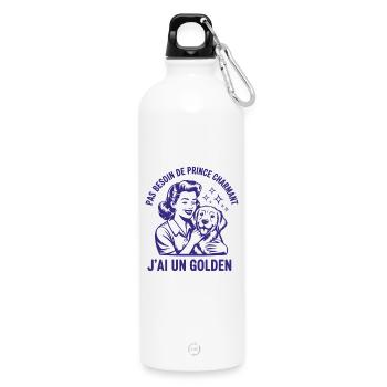 no need for prince charming i have a golden - Water Bottle with carabiner 750 ml - white - Front