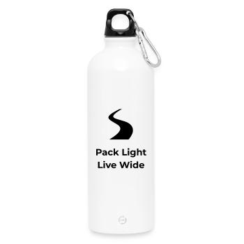 Pack Light, Live Wide – Travel Shirt - Water Bottle with carabiner 750 ml - white - Front