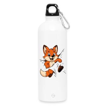 Süßer Comic Fuchs – Kinder & Tierliebhaber Motiv - Trinkflasche mit Karabiner 750 ml - Weiß - Vorne