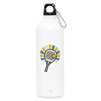 Sonnen Padel Tennis Retro-Print - Trinkflasche mit Karabiner 750 ml - Weiß - Vorne