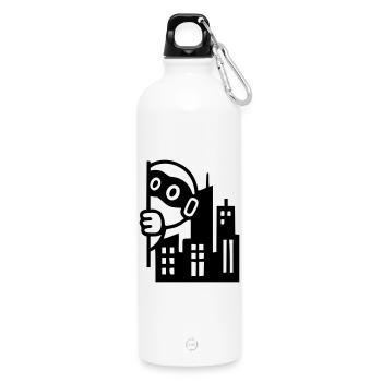 Urban Hero | Rebel in the big city - Water Bottle with carabiner 750 ml - white - Front