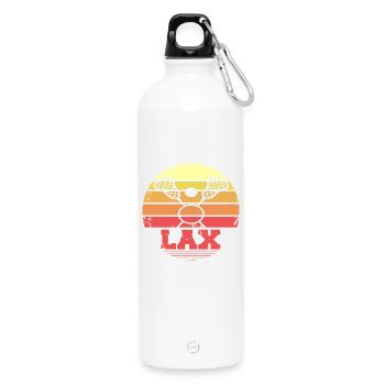LAX Retro Vintage Lacrosse Sunset Player Style - Trinkflasche mit Karabiner 750 ml - Weiß - Vorne