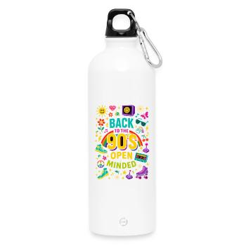 Back To The 90'S Open Minded - Water Bottle with carabiner 750 ml - white - Front