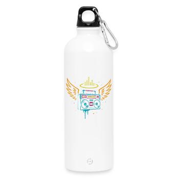 Neon Boombox Engel, Street Music Vibes - Trinkflasche mit Karabiner 750 ml - Weiß - Vorne