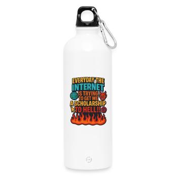 Internet Scholarship to Hell Meme, lustig - Trinkflasche mit Karabiner 750 ml - Weiß - Vorne