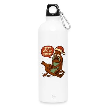 Noël drôle pour hommes en bouteille de bière - Gourde en inox avec mousqueton 750 ml - blanc - Devant