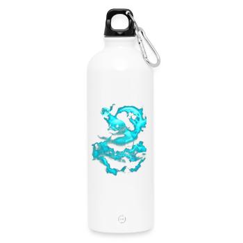 Neon room duck over blue cloud - Water Bottle with carabiner 750 ml - white - Front