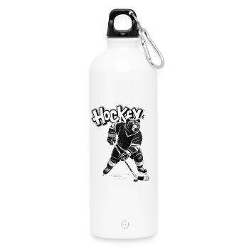 Eishockey Bär - Trinkflasche mit Karabiner 750 ml - Weiß - Vorne