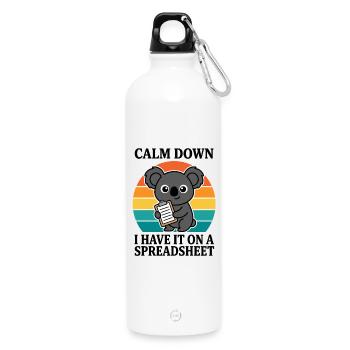 Calm Down I Have It On A Spreadsheet Koala - Water Bottle with carabiner 750 ml - white - Front