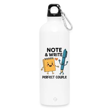 Note & Write Perfect Couple Fun Design - Gourde en inox avec mousqueton 750 ml - blanc - Devant