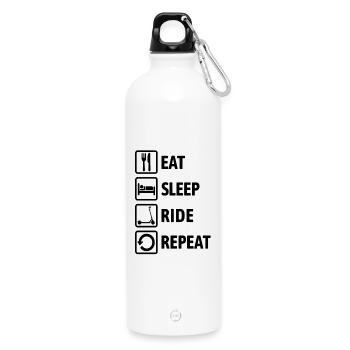 Mange, Dors, Roule, Répète - Roule en trottinette électrique - Gourde en inox avec mousqueton 750 ml - blanc - Devant