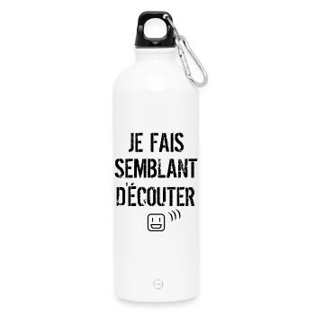 I pretend to listen - Water Bottle with carabiner 750 ml - white - Front