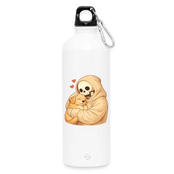 Cozy Skelett mit Welpe – Geborgenheit - Trinkflasche mit Karabiner 750 ml - Weiß - Vorne