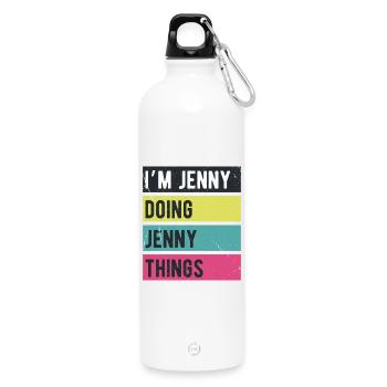 I’m Jenny Doing Jenny Things Retro Colors - Water Bottle with carabiner 750 ml - white - Front