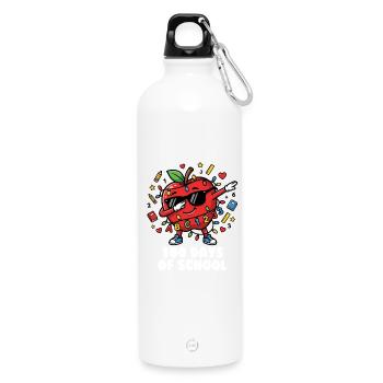 Tamponnement de pomme 100 jours d’école Pomme - Gourde en inox avec mousqueton 750 ml - blanc - Devant