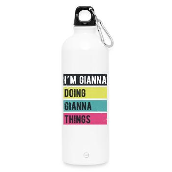 Je suis Gianna qui fait des couleurs rétro de Gianna Things - Gourde en inox avec mousqueton 750 ml - blanc - Devant