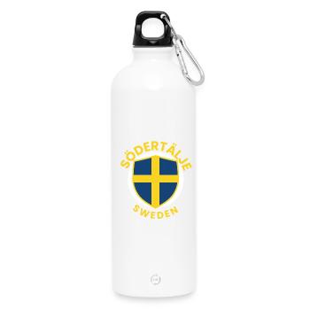 Logo du drapeau du Bouclier suédois - Gourde en inox avec mousqueton 750 ml - blanc - Devant