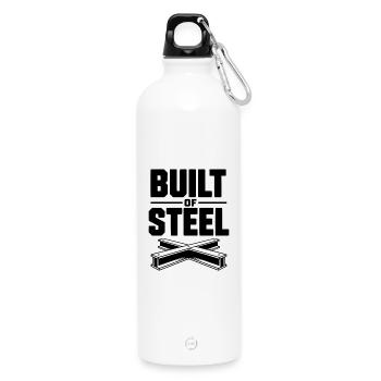 Construit en acier - Gourde en inox avec mousqueton 750 ml - blanc - Devant
