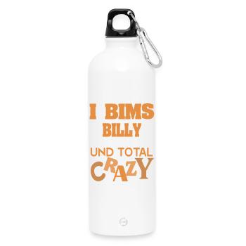first name Billy - Water Bottle with carabiner 750 ml - white - Front