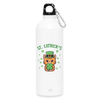 St Catrick’s Day Irish Cat Lover - Water Bottle with carabiner 750 ml - white - Front