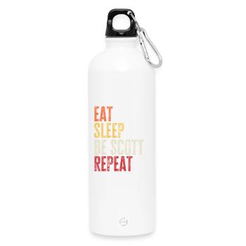 Eat Sleep Be Scott Repeat Retro Name - Water Bottle with carabiner 750 ml - white - Front