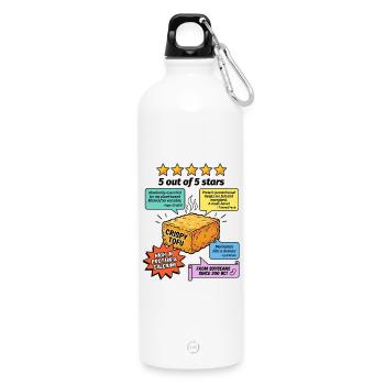Crispy Tofu 5 Sterne Bewertung - Trinkflasche mit Karabiner 750 ml - Weiß - Vorne