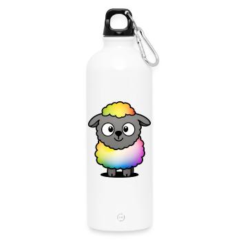 Mouton arc-en-ciel duveteux - Gourde en inox avec mousqueton 750 ml - blanc - Devant